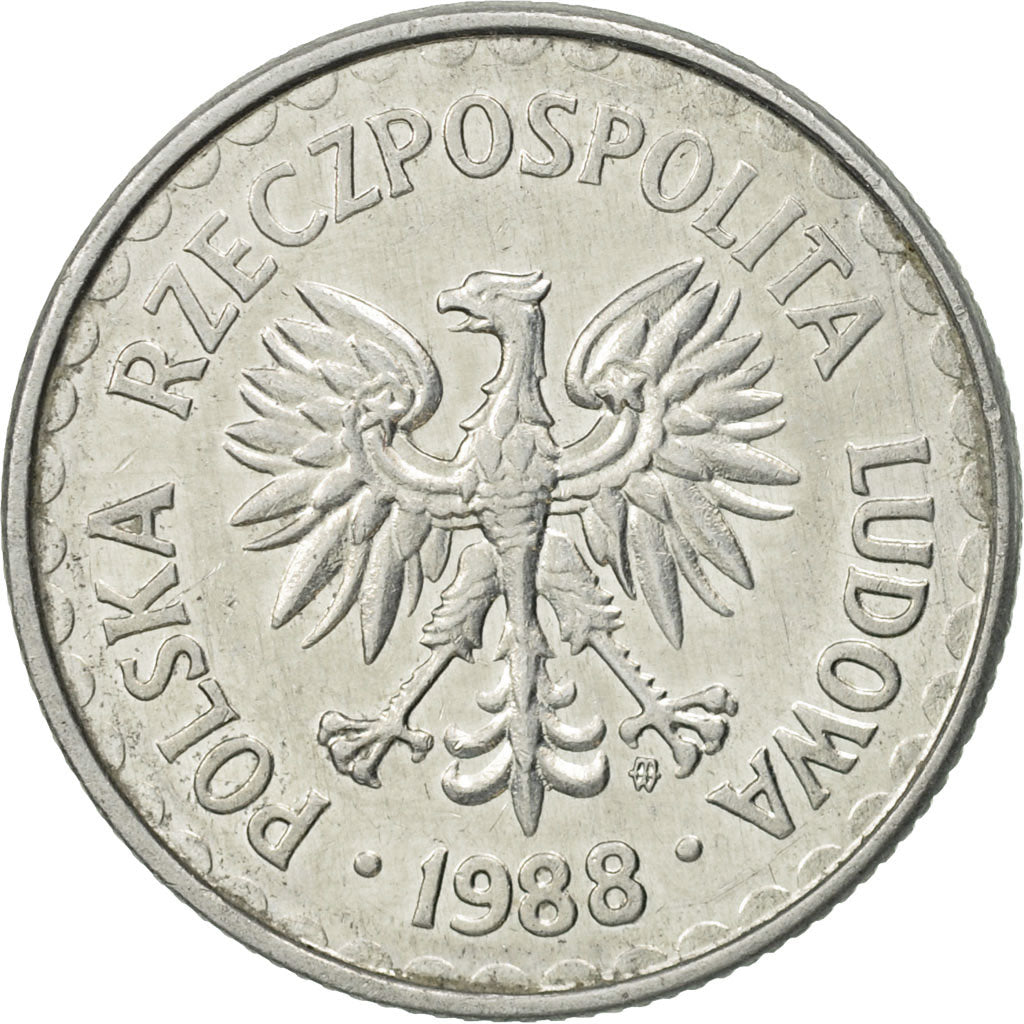 Moneda, Polonia, Zloty, 1988, Warsaw, MBC+, Aluminio, KM:49.2