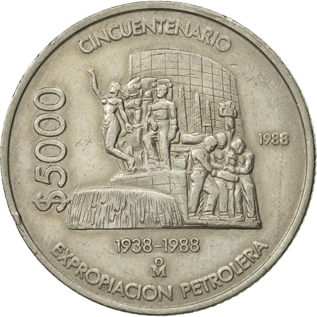 Mexico, 5000 Pesos, 1988, Mexico City, EF(40-45), Copper-nickel, KM:531