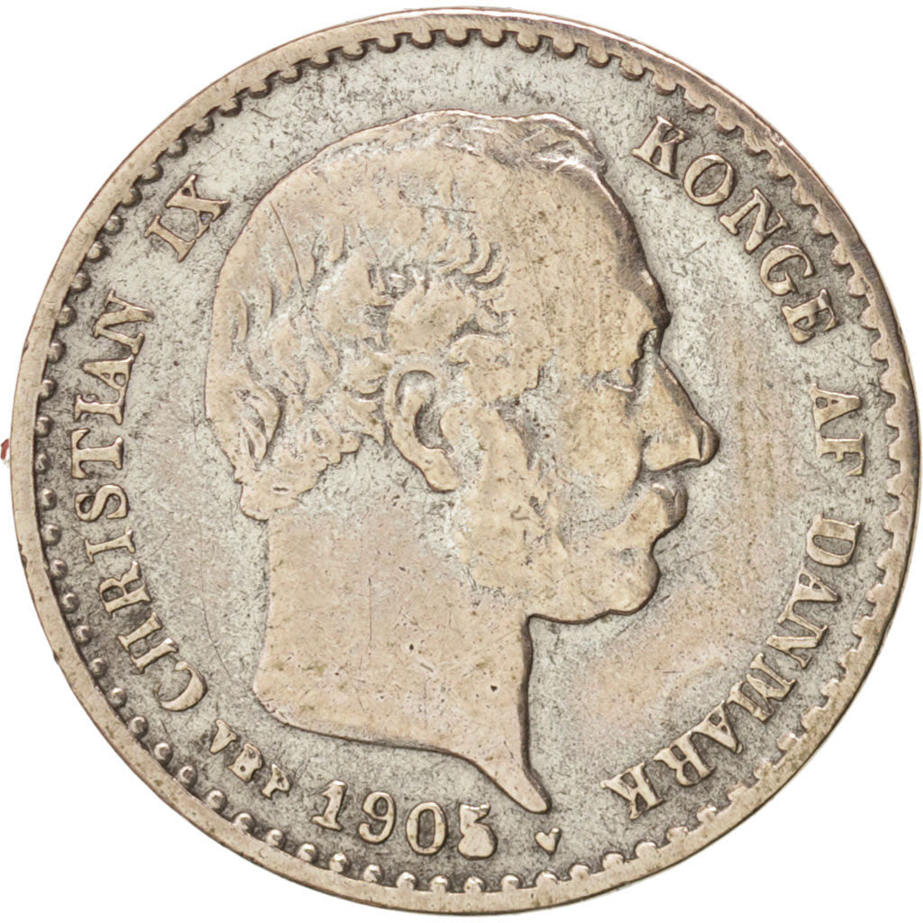 Danimarca, Christian IX, 10 Öre, 1905, Copenhagen, MB+, Argento, KM:795.2
