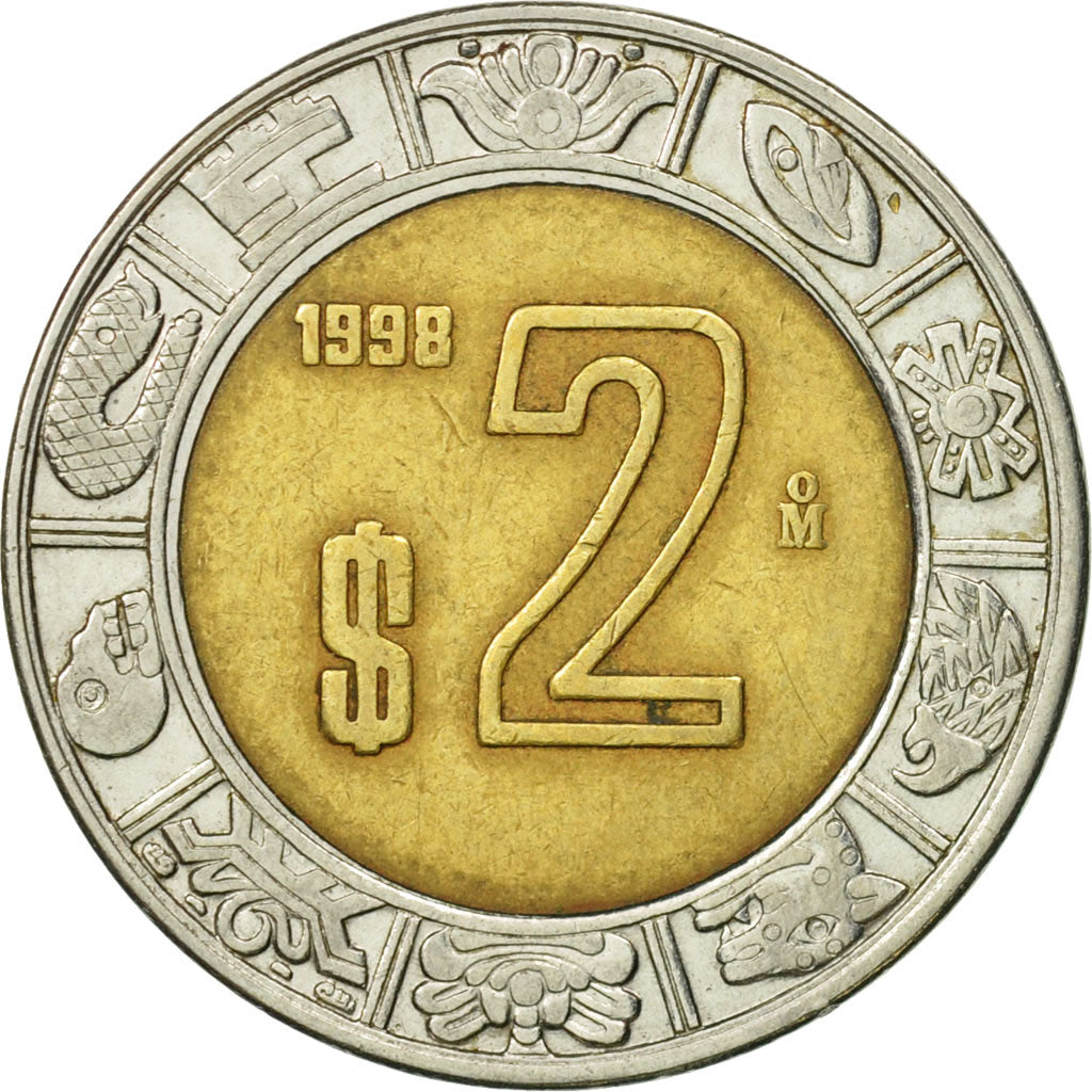 Moneta, Messico, 2 Pesos, 1998, Mexico City, BB, Bi-metallico, KM:604