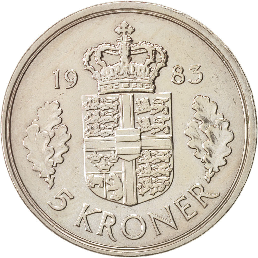 Denmark, Margrethe II, 5 Kroner, 1983, Copenhagen, Copper-nickel, KM:863.3