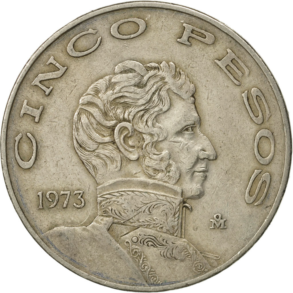 Coin, Mexico, 5 Pesos, 1973, Mexico City, VF(30-35), Copper-nickel, KM:472
