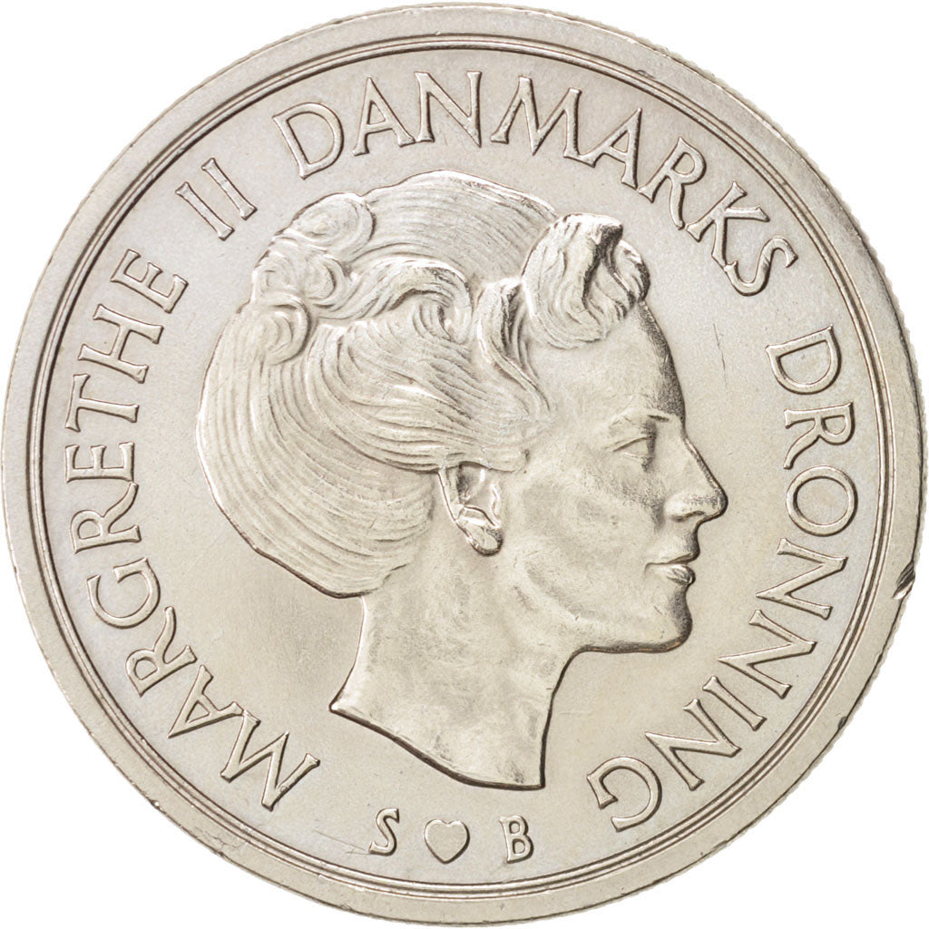 Danimarca, Margrethe II, 5 Kroner, 1977, Copenhagen, SPL-, Rame-nichel, KM:863.1