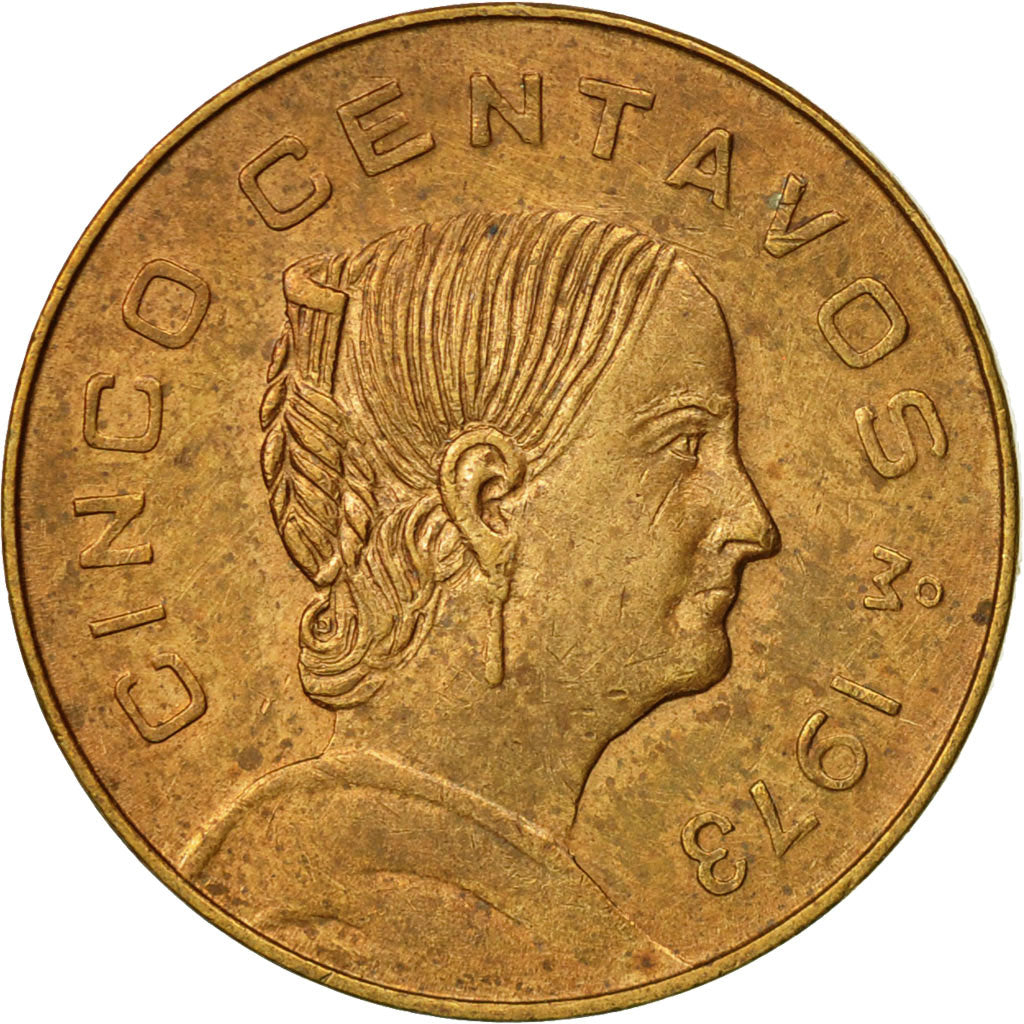 Moneda, México, 5 Centavos, 1973, Mexico City, MBC, Latón, KM:427