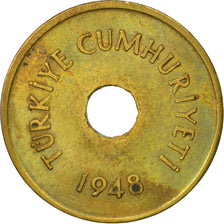 Turkey, 2-1/2 Kurus, 1948, EF(40-45), Brass, KM:885