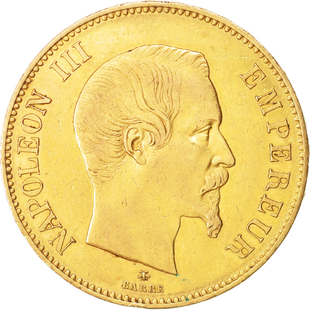 Francia, Napoleon III, Napoléon III, 100 Francs, 1855, Strasbourg, BB, Oro,...