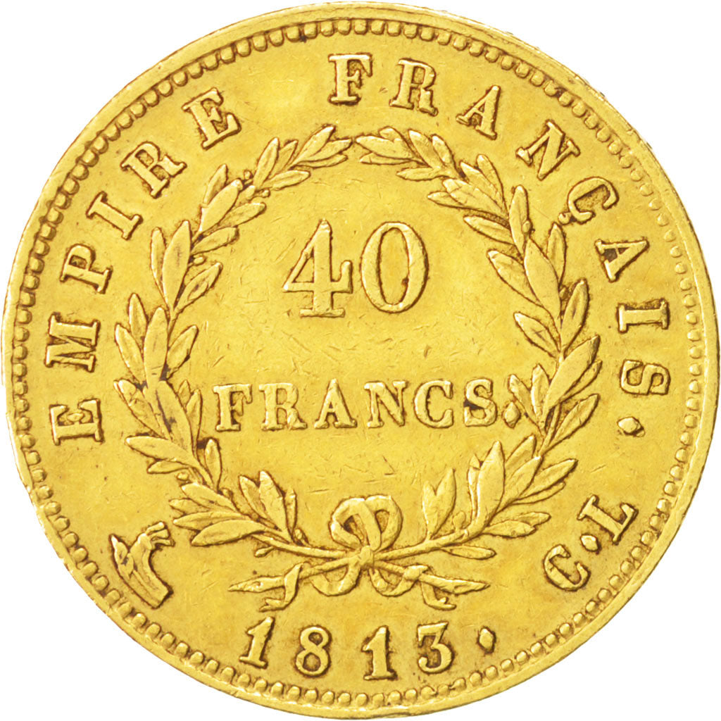 Francia, Napoléon I, 40 Francs, 1813, Genoa, BB, Oro, KM:696.2, Gadoury:1084