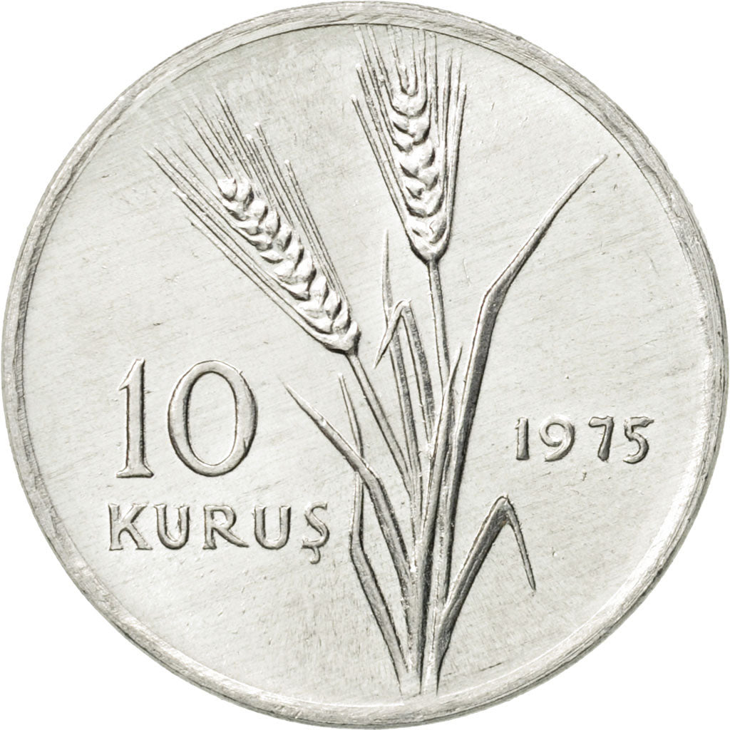 Coin, Turkey, 10 Kurus, 1975, AU(55-58), Aluminum, KM:898a