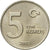 Coin, Turkey, 5 New Kurus, 2005, Istanbul, AU(55-58), Copper-Nickel-Zinc