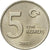 Moneta, Turcja, 5 New Kurus, 2005, Istanbul, AU(55-58), Miedź-Nikiel-Cynk