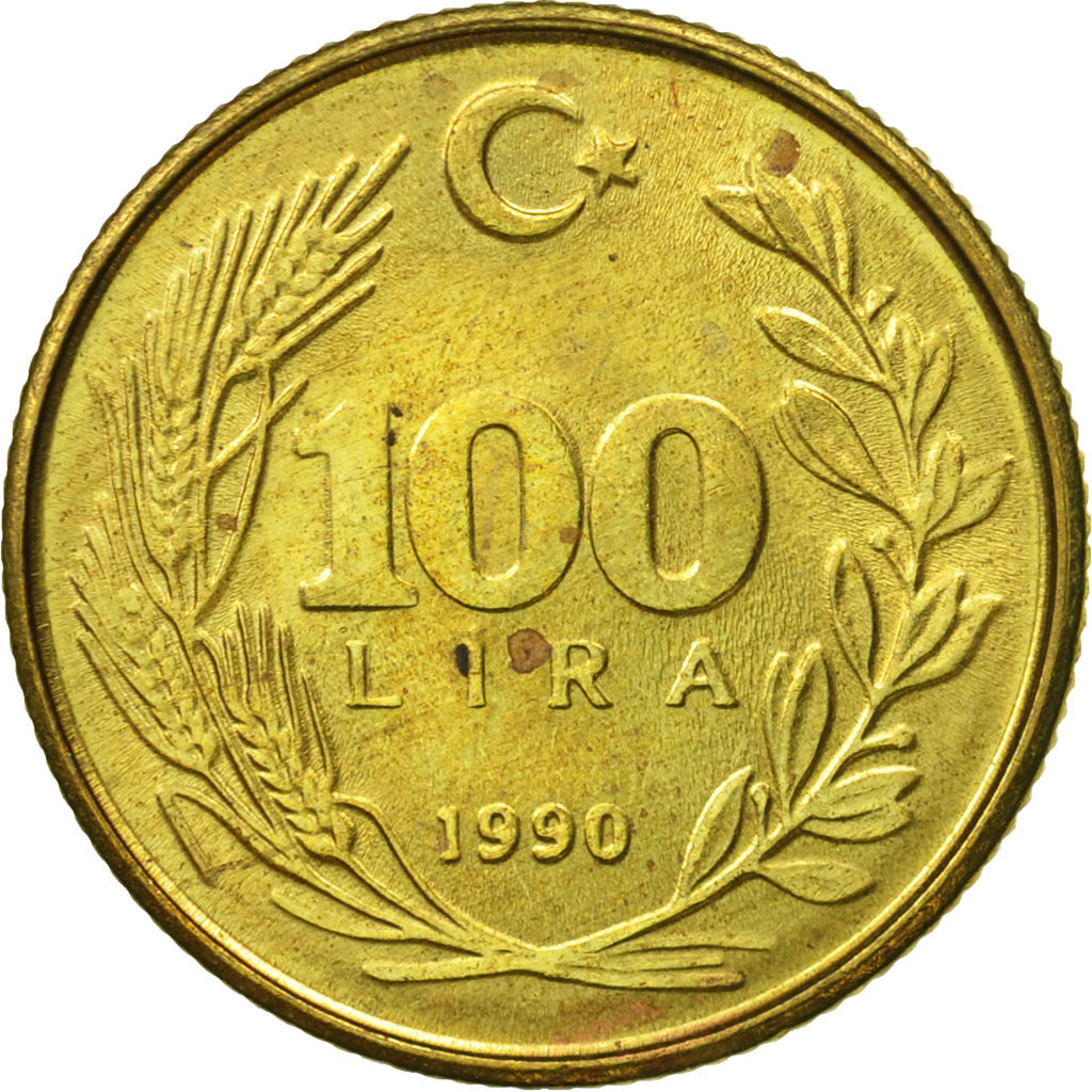 Moneda, Turquía, 100 Lira, 1990, EBC, Aluminio - bronce, KM:988