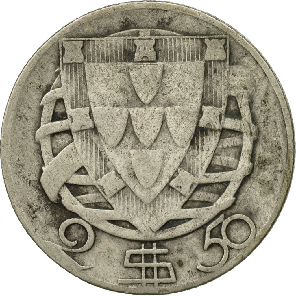 Portugal, 2-1/2 Escudos, 1943, VF(20-25), Silver, KM:580