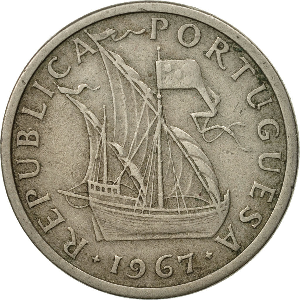 Coin, Portugal, 5 Escudos, 1967, EF(40-45), Copper-nickel, KM:591
