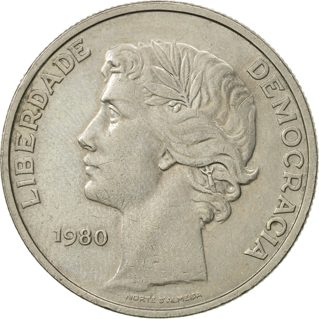 Coin, Portugal, 25 Escudos, 1980, EF(40-45), Copper-nickel, KM:607a