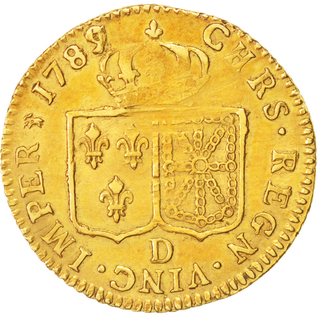 Monnaie, France, Louis XVI, Louis d'or à la tête nue, Louis d'Or, 1789, Lyon