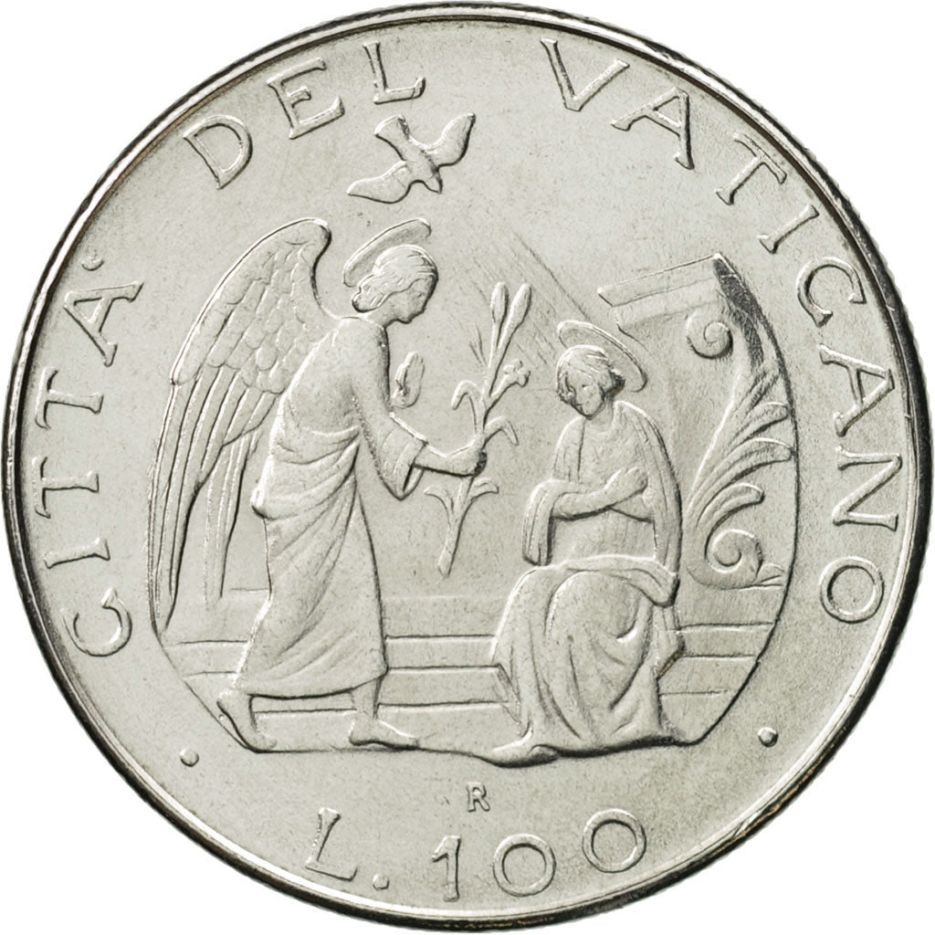 Coin, VATICAN CITY, John Paul II, 100 Lire, 1987, Roma, AU(55-58), Stainless