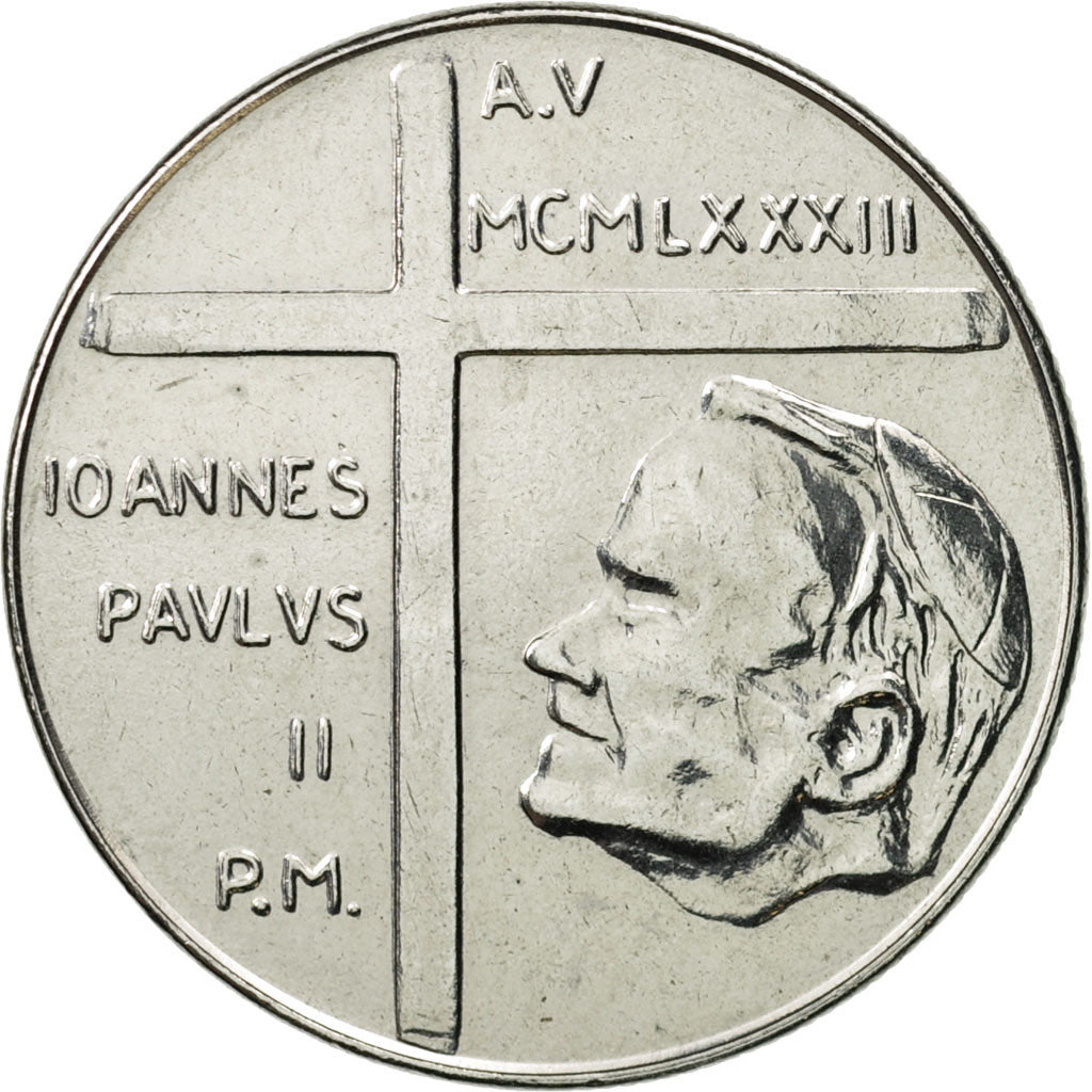 VATICAN CITY, John Paul II, 100 Lire, 1983, Roma, AU(55-58), Stainless Steel