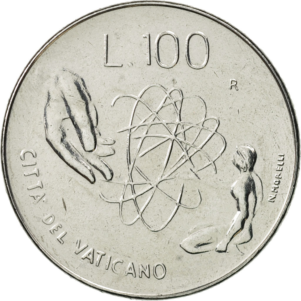 VATICAN CITY, John Paul II, 100 Lire, 1983, Roma, AU(55-58), Stainless Steel