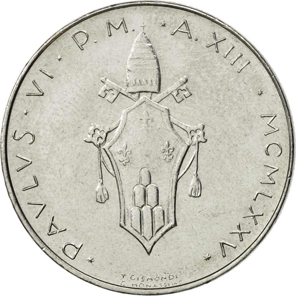 Münze, Vatikanstadt, Paul VI, 100 Lire, 1975, Roma, VZ, Stainless Steel, KM:122