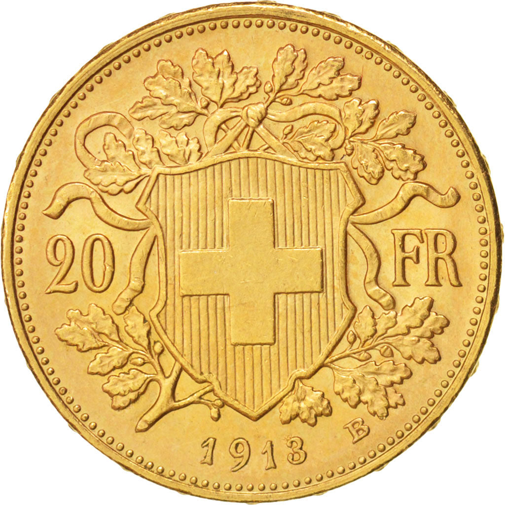Switzerland, 20 Francs, 1913, Bern, Gold, KM:35.1