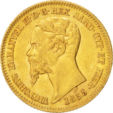 Italian States, Sardinia, 20 Lire, 1855, Torino, Var. H, KM:146.1