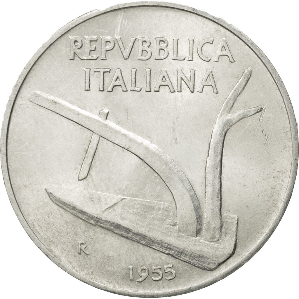 Moneta, Italia, 10 Lire, 1955, Rome, BB+, Alluminio, KM:93
