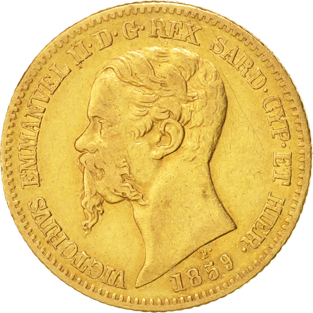 Italian States, Sardinia, 20 Lire, 1859, Torino, Gold, KM:146.1