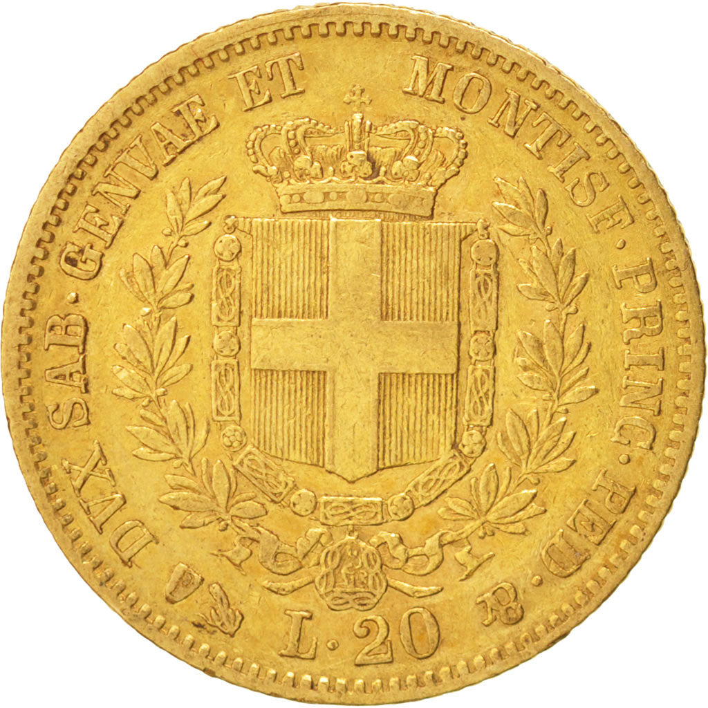 Italian States, Sardinia, 20 Lire, 1859, Torino, Gold, KM:146.1