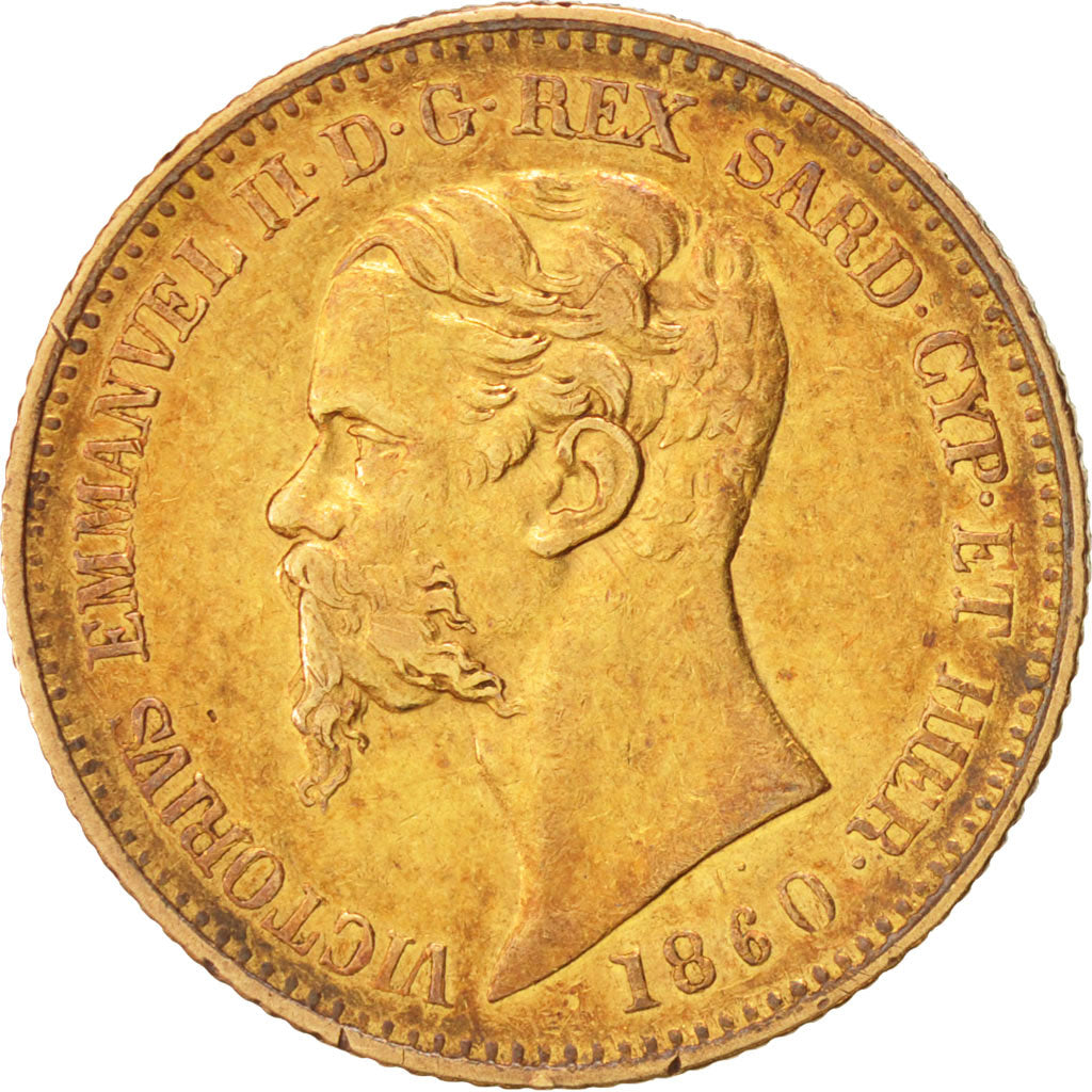 Italian States, Sardinia, 20 Lire, 1860, Genoa, Gold, KM:146.2