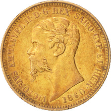 Italian States, Sardinia, 20 Lire, 1860, Genoa, Gold, KM:146.2