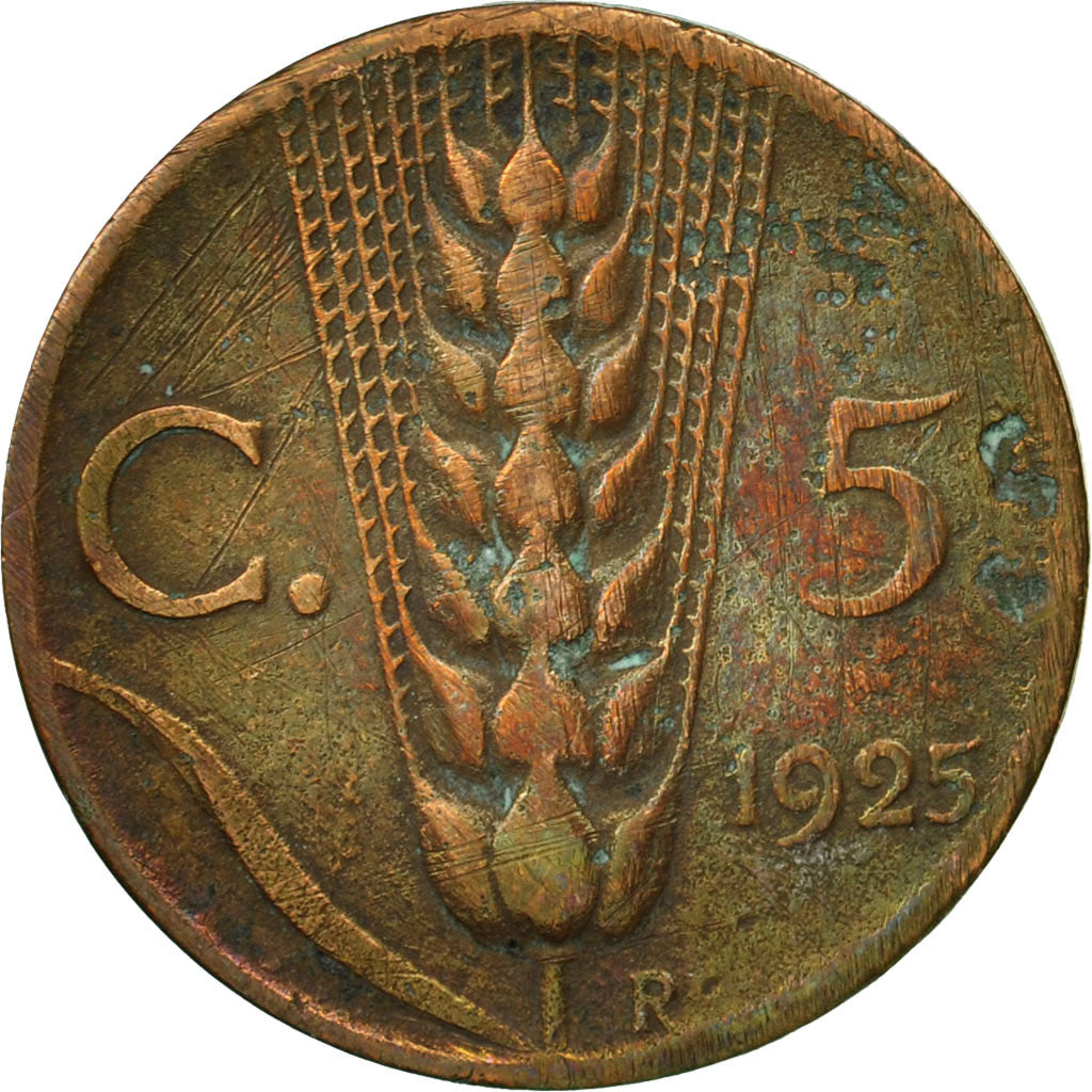 Moneta, Italia, Vittorio Emanuele III, 5 Centesimi, 1925, Rome, MB, Bronzo