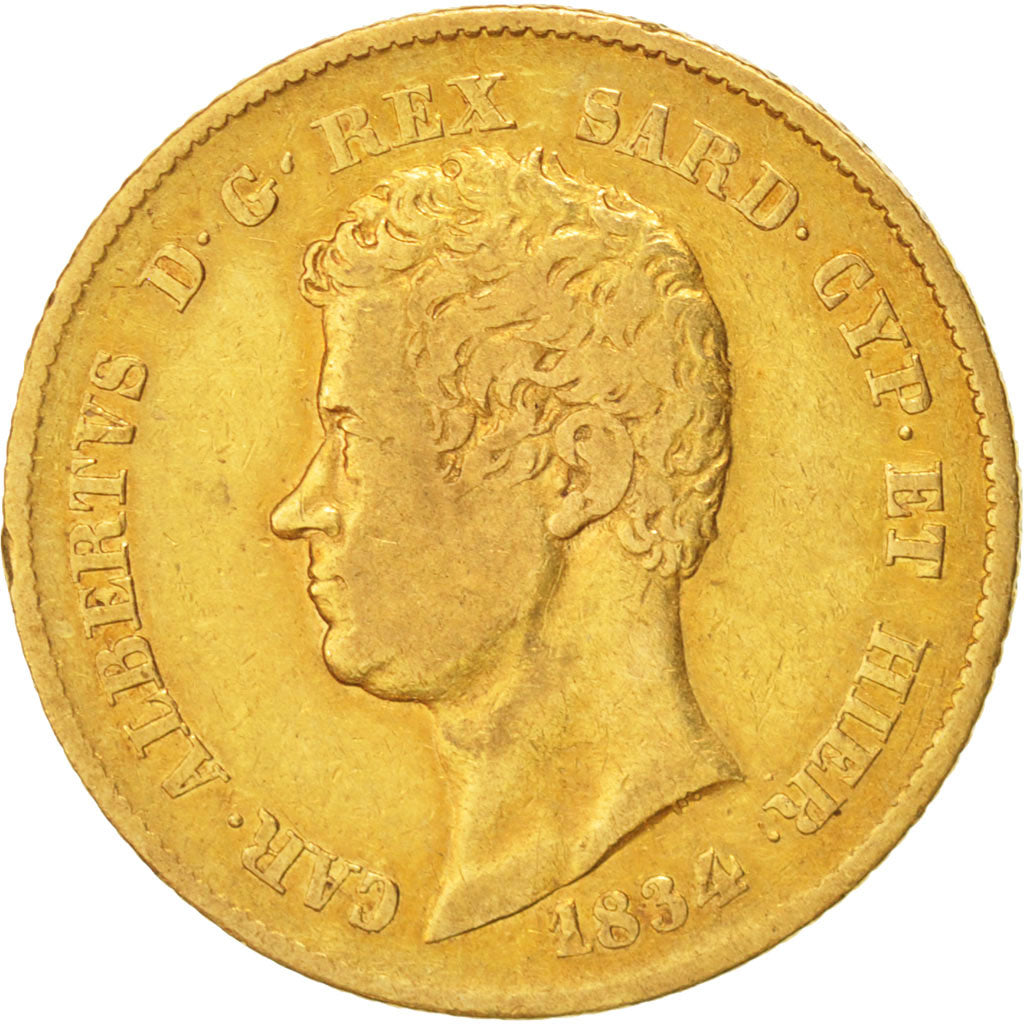 Italian States, Sardinia, 20 Lire, 1834, Torino, Gold, KM:131.1
