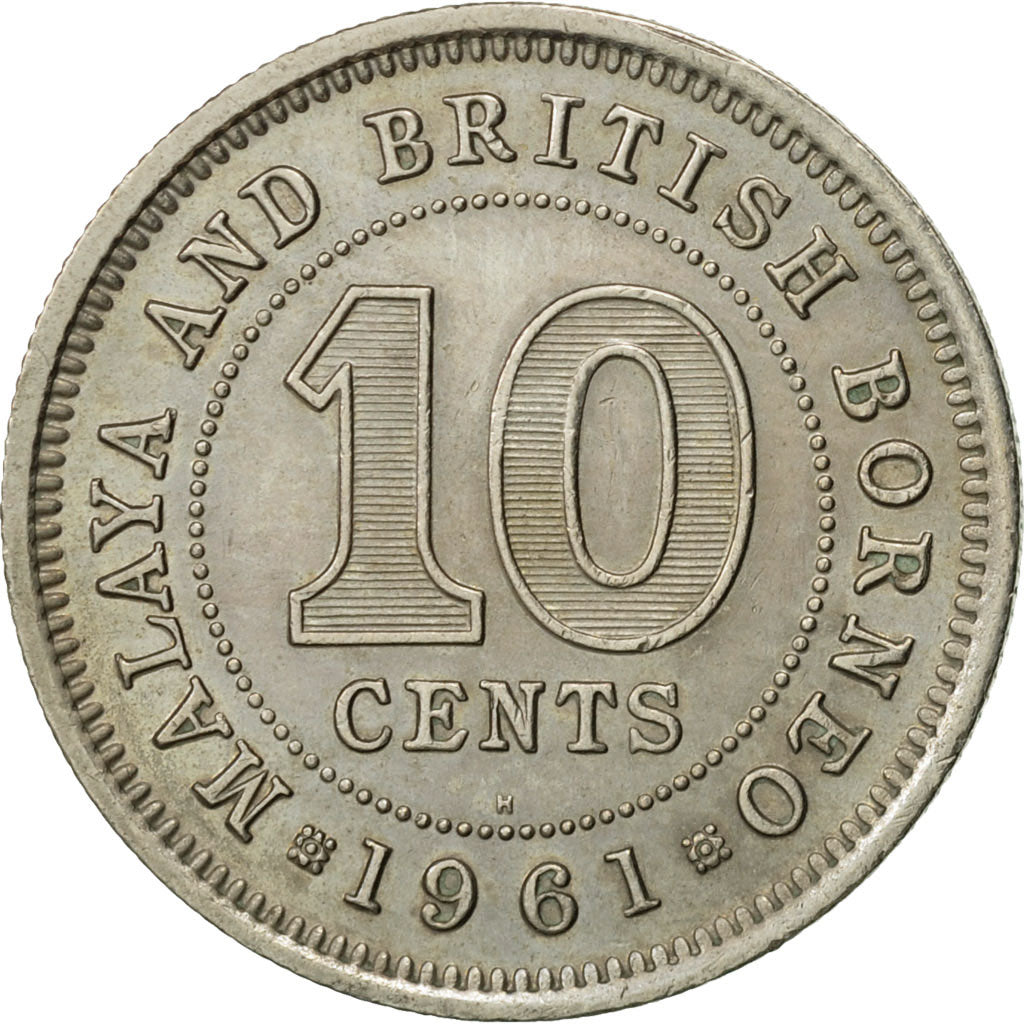 Münze, MALAYA & BRITISH BORNEO, 10 Cents, 1961, SS, Copper-nickel, KM:2