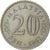 Moneda, Malasia, 20 Sen, 1967, Franklin Mint, MBC, Cobre - níquel, KM:4
