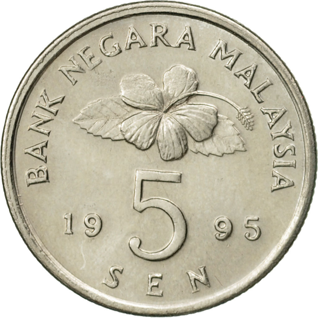 Coin, Malaysia, 5 Sen, 1995, AU(50-53), Copper-nickel, KM:50
