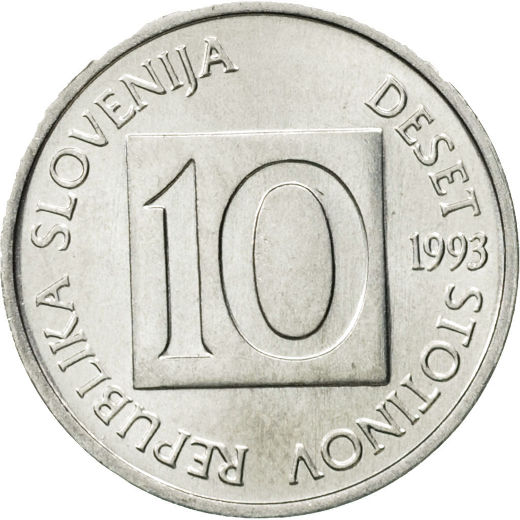 Coin, Slovenia, 10 Stotinov, 1993, MS(63), Aluminum, KM:7