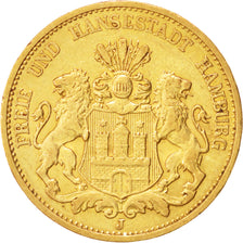 Stati tedeschi, HAMBURG, 20 Mark, 1893, Hamburg, BB+, Oro, KM:618