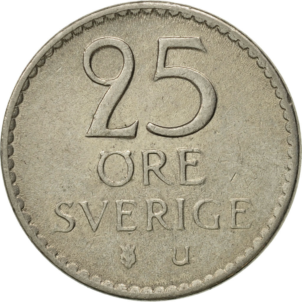 Moneta, Svezia, Gustaf VI, 25 Öre, 1963, BB, Rame-nichel, KM:836