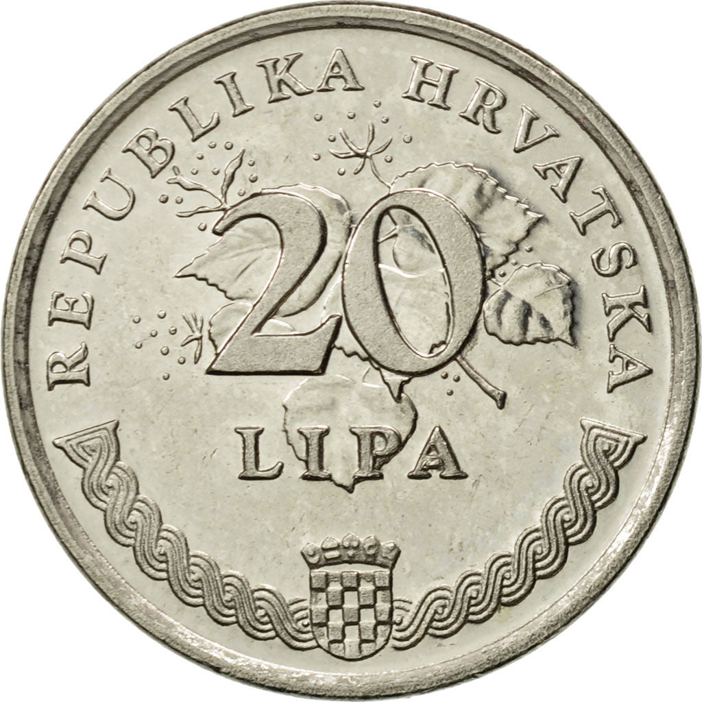 Croatia, 20 Lipa, 1994, AU(55-58), Nickel plated steel, KM:17