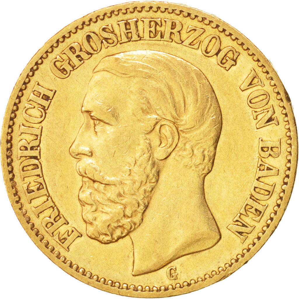 Deutsch Staaten, BADEN, Friedrich I, 20 Mark, 1872, Stuttgart, Gold, KM:261