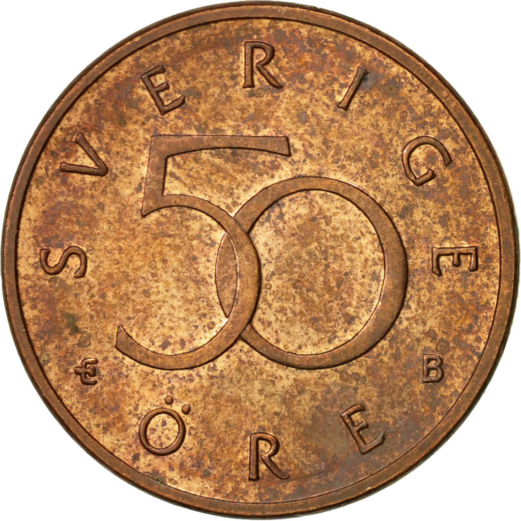 Monnaie, Suède, Carl XVI Gustaf, 50 Öre, 2002, SUP, Bronze, KM:878