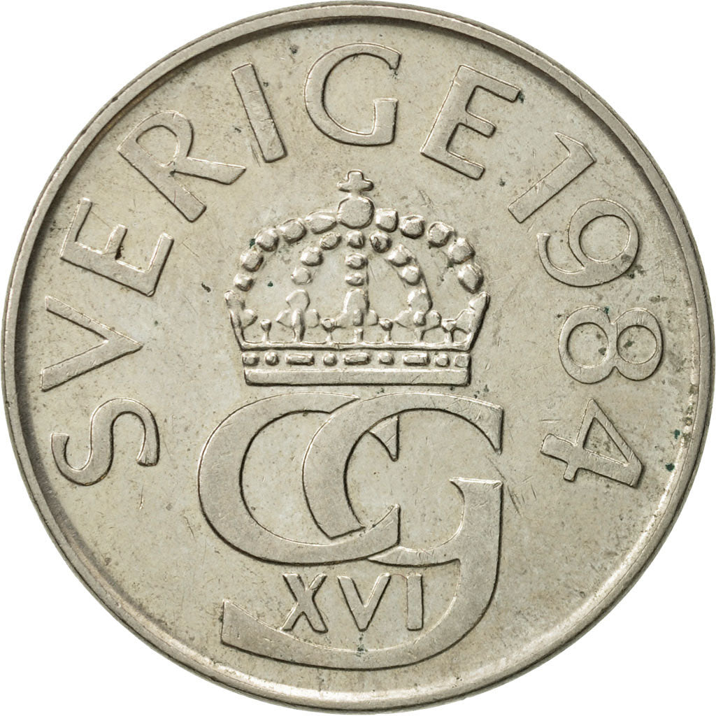 Coin, Sweden, Carl XVI Gustaf, 5 Kronor, 1984, EF(40-45), Copper-nickel, KM:853