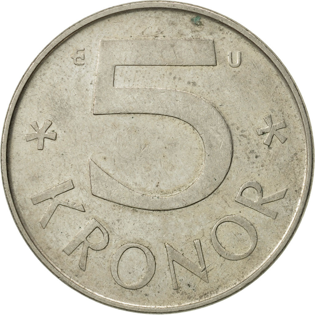 Coin, Sweden, Carl XVI Gustaf, 5 Kronor, 1984, EF(40-45), Copper-nickel, KM:853
