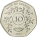 Coin, Uganda, 10 Shillings, 1987, MS(63), Nickel plated steel, KM:30