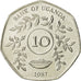 Coin, Uganda, 10 Shillings, 1987, MS(63), Nickel plated steel, KM:30
