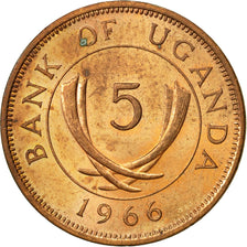 Uganda, 5 Cents, 1966, AU(55-58), Bronze, KM:1