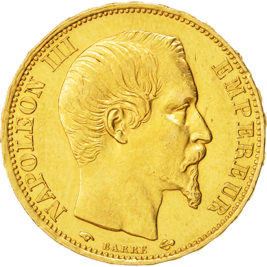 France, Napoleon III, 20 Francs, 1858, Paris, Gold, KM:781.1