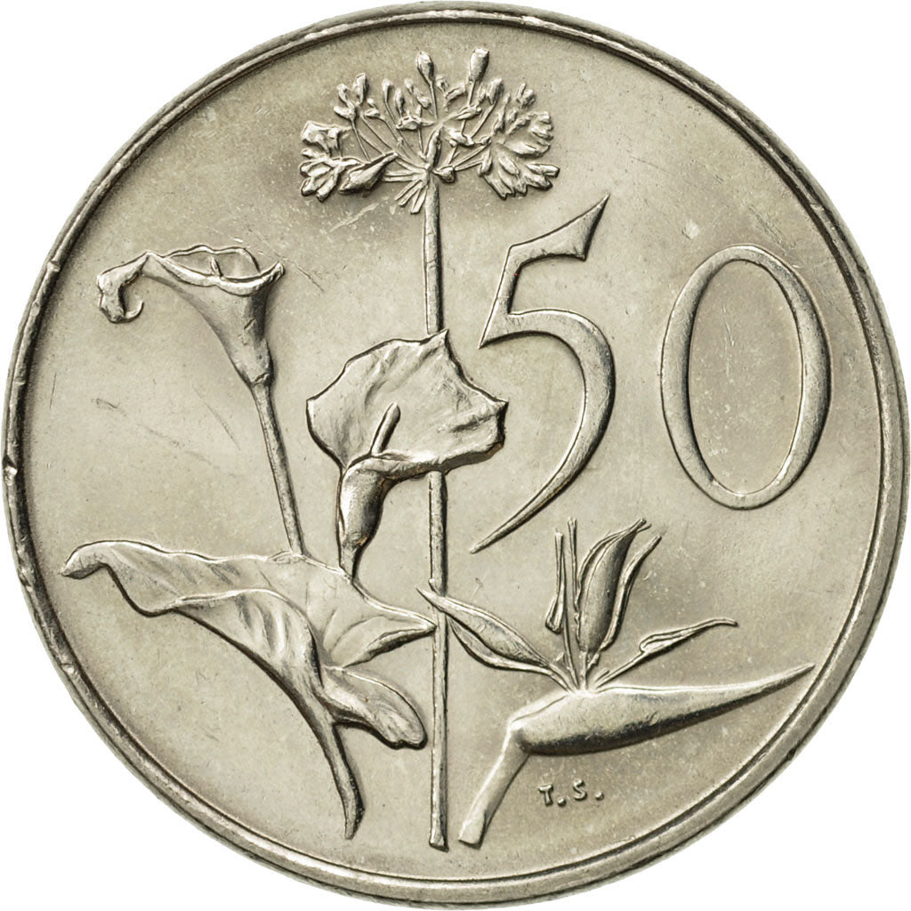 Coin, South Africa, 50 Cents, 1971, AU(55-58), Nickel, KM:87