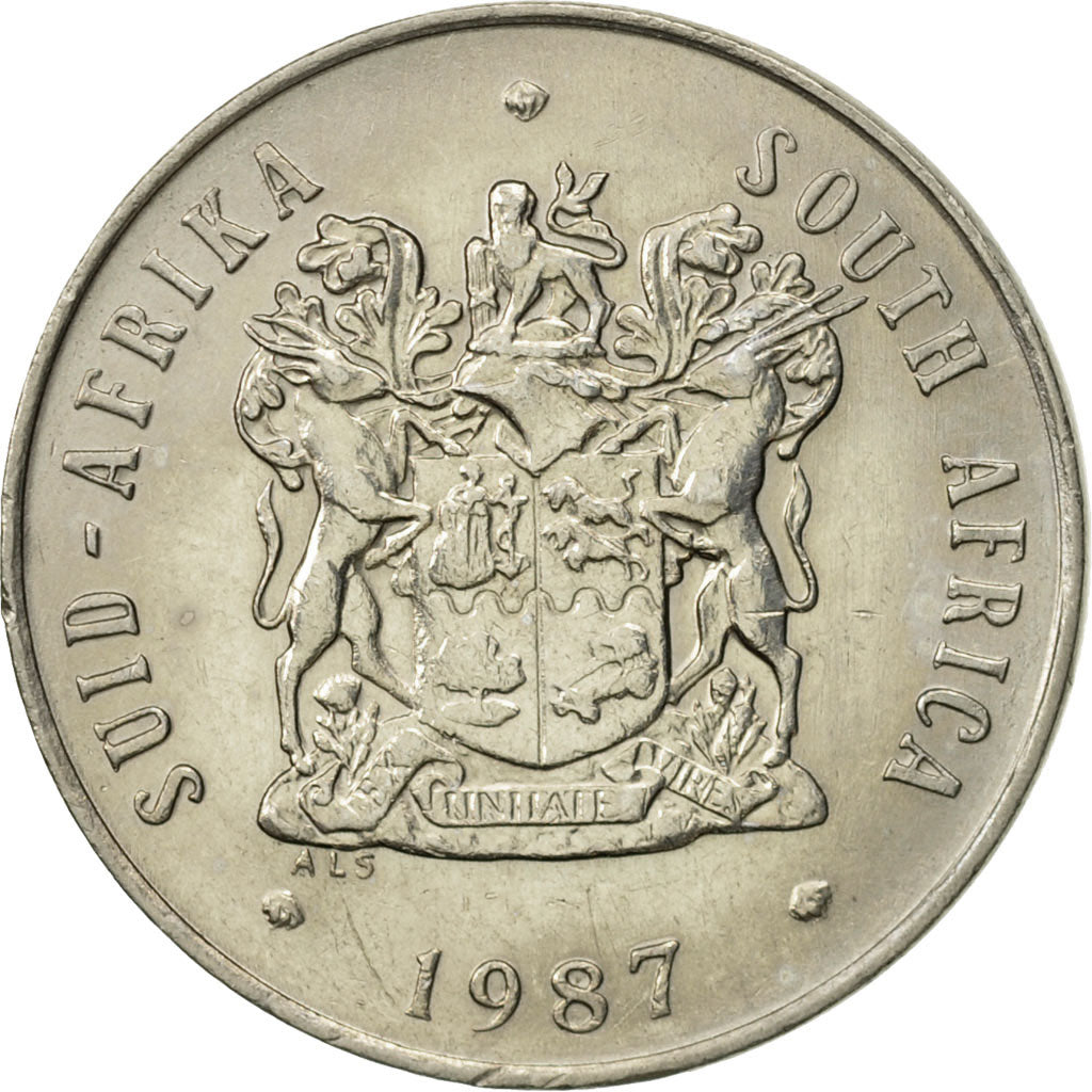 Coin, South Africa, 20 Cents, 1987, AU(55-58), Nickel, KM:86