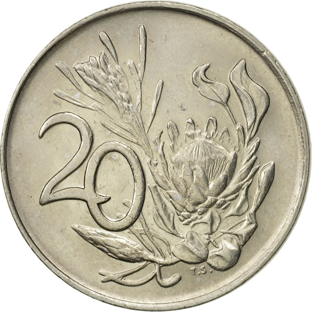 Coin, South Africa, 20 Cents, 1987, AU(55-58), Nickel, KM:86